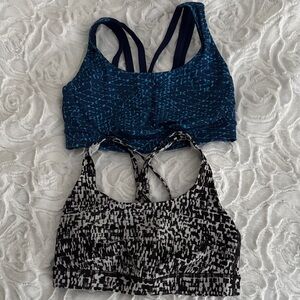 lululemon athletica Blue and Black Patterned Sports Bras